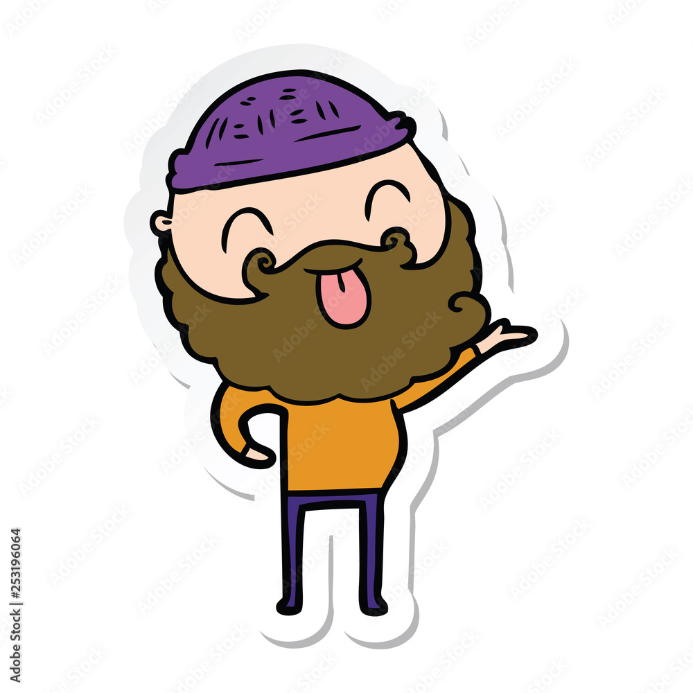 sticker of a man with beard sticking out tongue sticker of a man with beard sticking out tongue