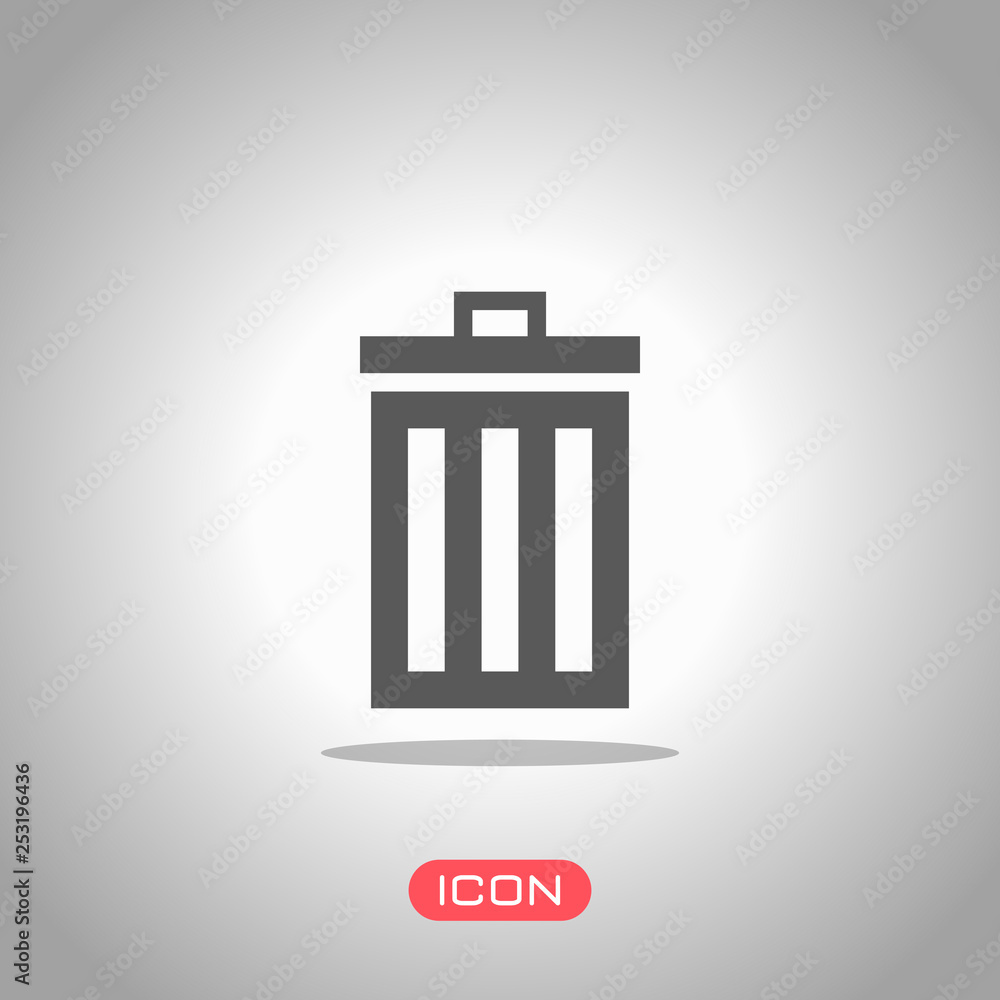trash bin. simple icon. Icon under spotlight. Gray background trash bin. simple icon. Icon under spotlight. Gray background