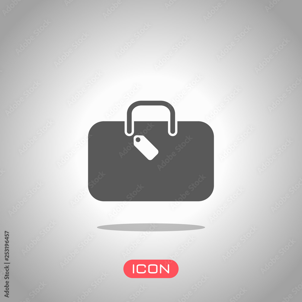 traveling bag, luggage, case. Icon under spotlight. Gray background traveling bag, luggage, case. Icon under spotlight. Gray background