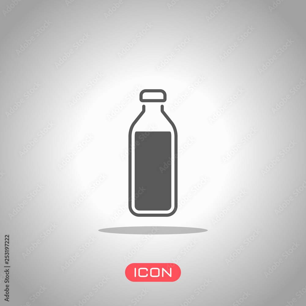 bottle of water, simple icon. Icon under spotlight. Gray background bottle of water, simple icon. Icon under spotlight. Gray background