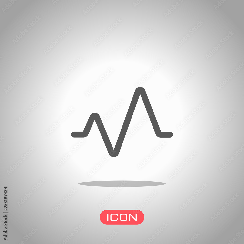 cardiac pulse line. simple single icon. one line style. Icon under spotlight. Gray background cardiac pulse line. simple single icon. one line style. Icon under spotlight. Gray background