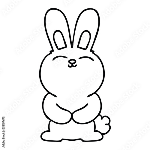 quirky line drawing cartoon rabbit