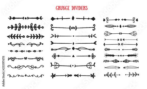 Page divider collection in hand drawn style. Typographic swirl design, separator ornament