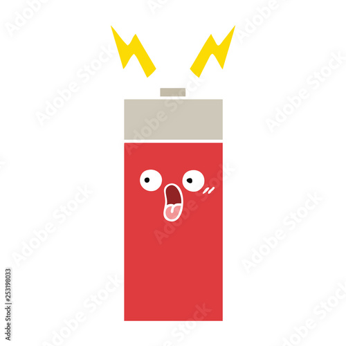 flat color retro cartoon battery