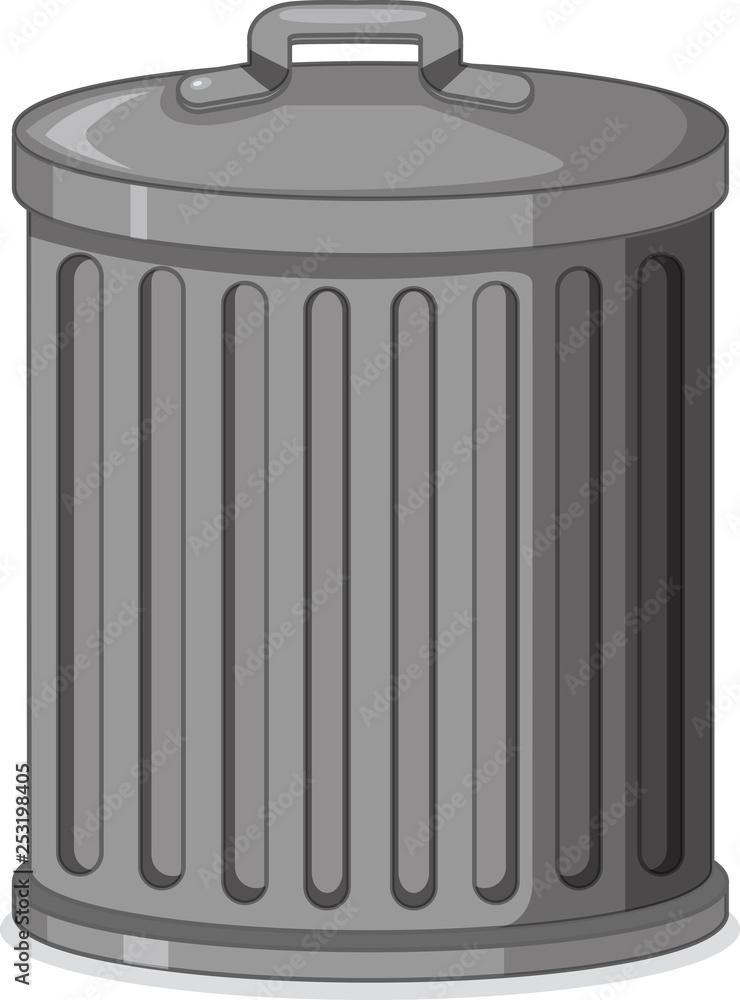 A metal trash can on white background A metal trash can on white background
