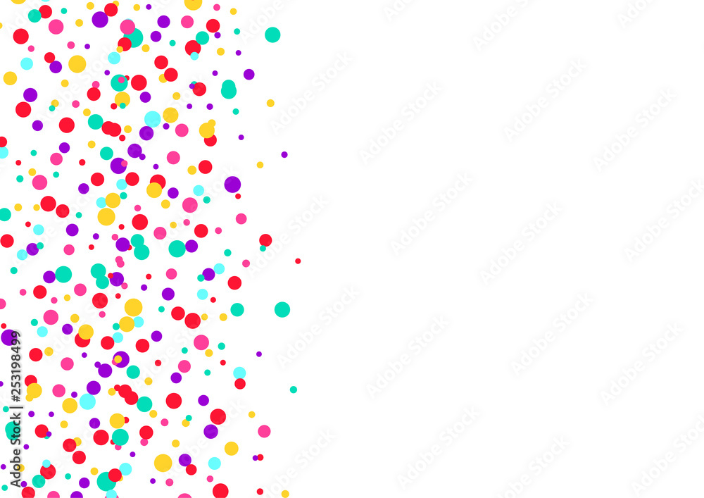 Multicolored confetti background. Charming celebration festive overlay template. Vector illustration