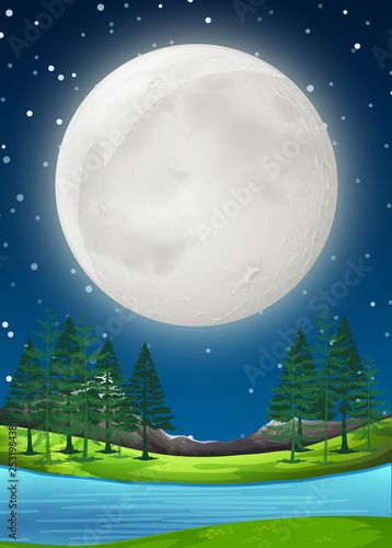 A supermoon night scene