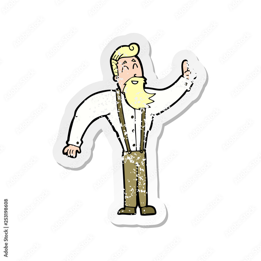 retro distressed sticker of a cartoon hipster retro distressed sticker of a cartoon hipster