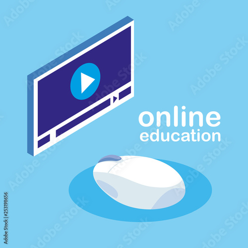 online education with media player display