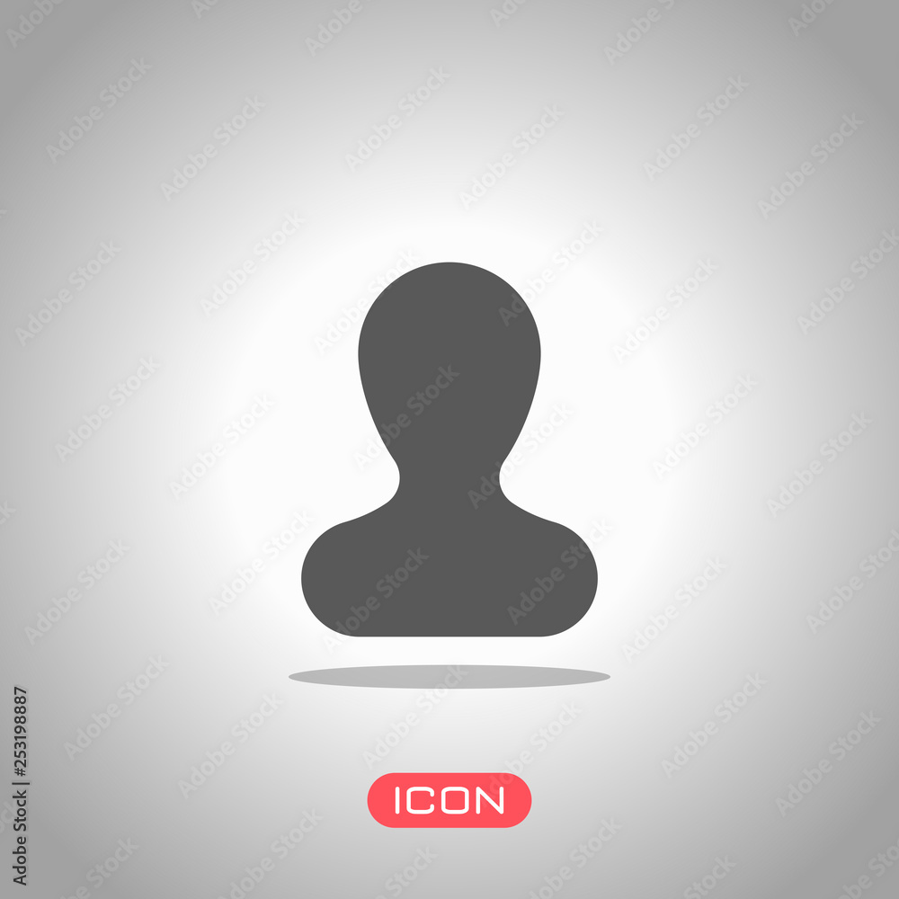 Simple silhouette of man. Icon under spotlight. Gray background Simple silhouette of man. Icon under spotlight. Gray background
