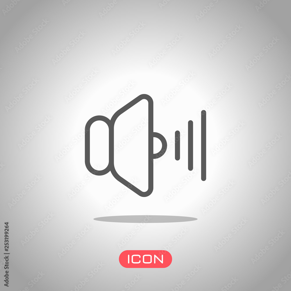 volume max icon. Icon under spotlight. Gray background volume max icon. Icon under spotlight. Gray background