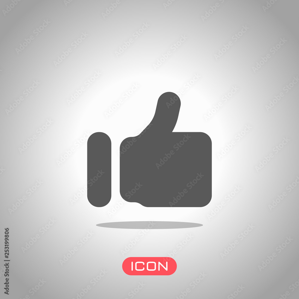 Simple like icon. Social symbol. Icon under spotlight. Gray background Simple like icon. Social symbol. Icon under spotlight. Gray background