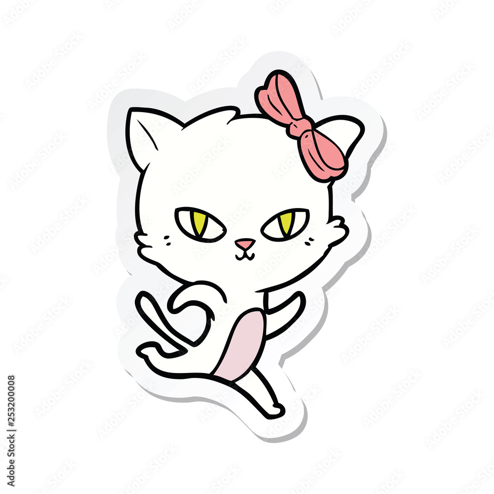 sticker of a cute cartoon cat sticker of a cute cartoon cat