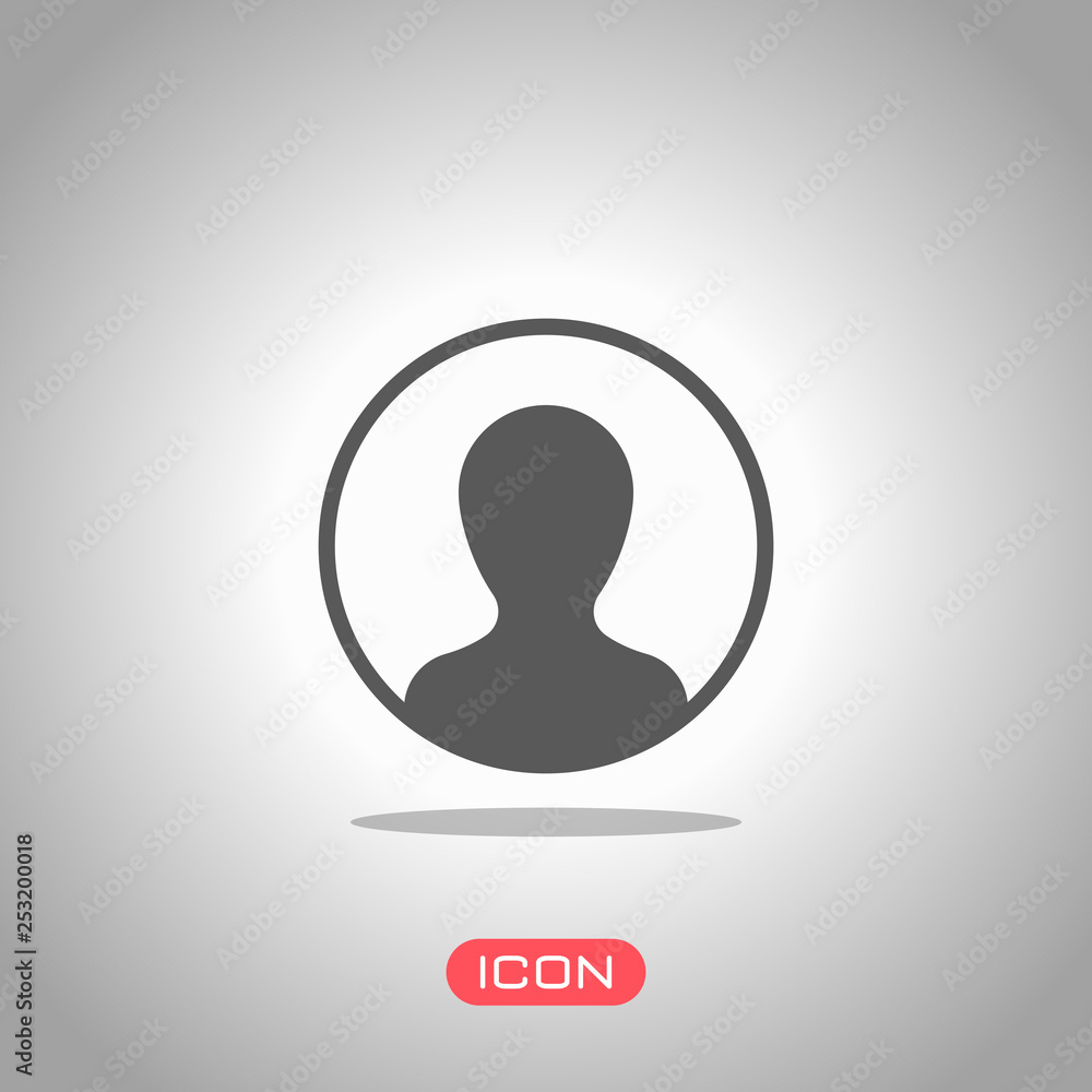 Profile, person in circle. Icon under spotlight. Gray background Profile, person in circle. Icon under spotlight. Gray background
