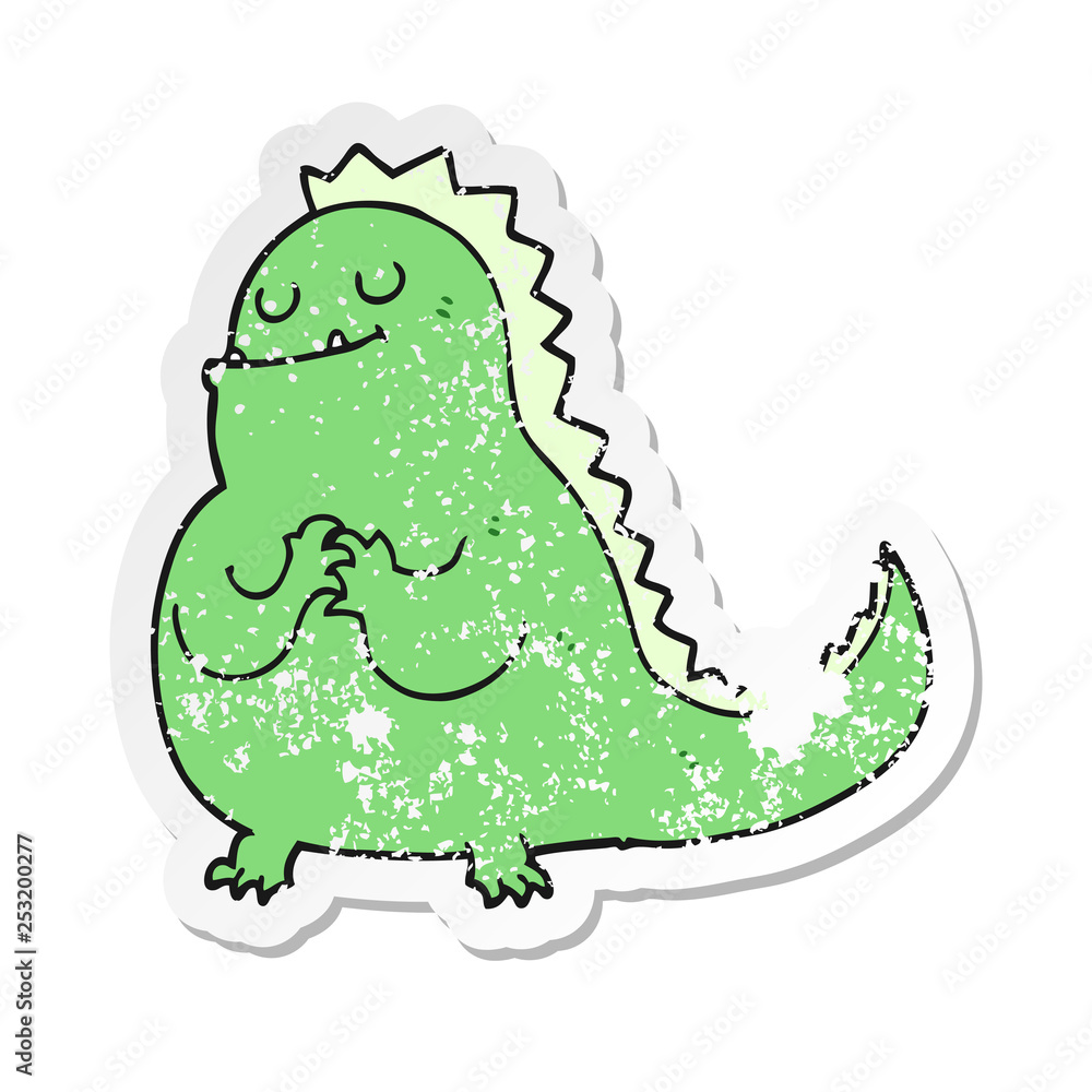 Naklejka premium distressed sticker of a cartoon dinosaur