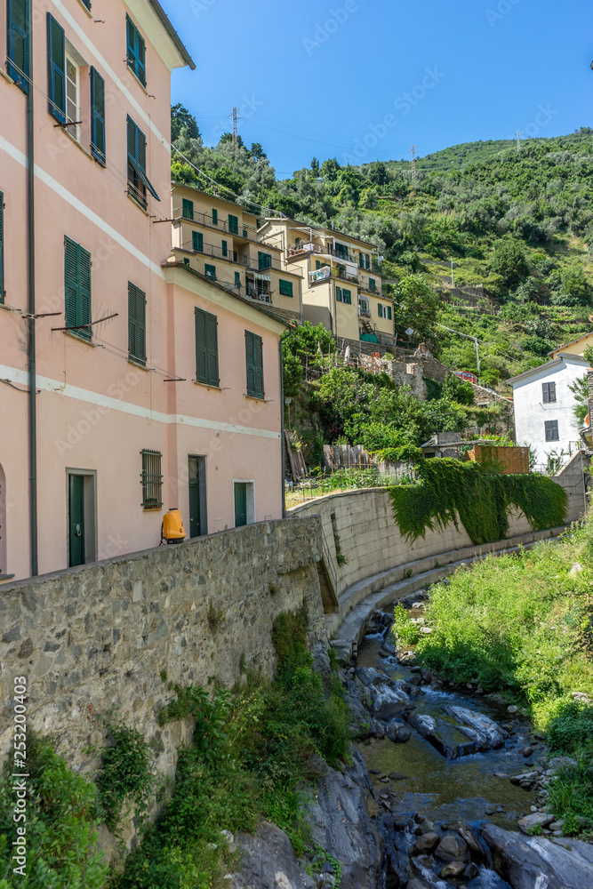Italy, Cinque Terre, Vernazza, a castle on the side of a building