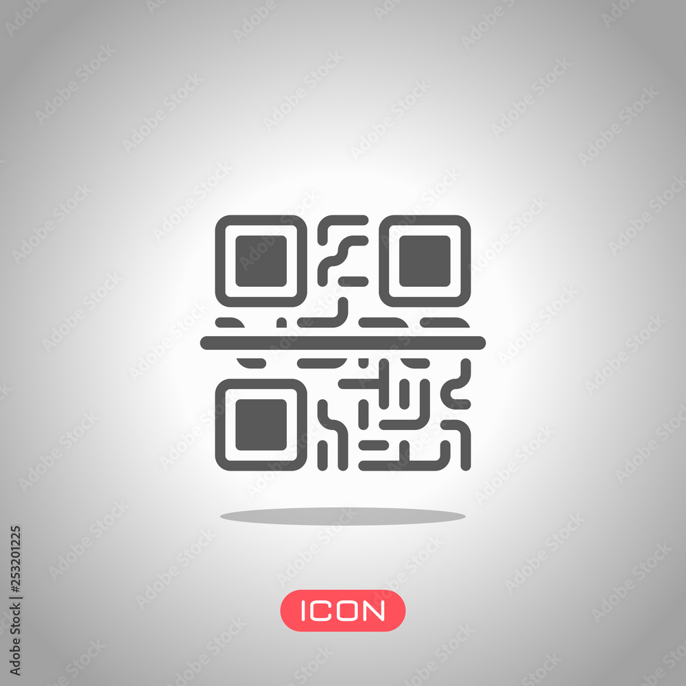 Scanning QR code. Technology icon. Icon under spotlight. Gray background Scanning QR code. Technology icon. Icon under spotlight. Gray background
