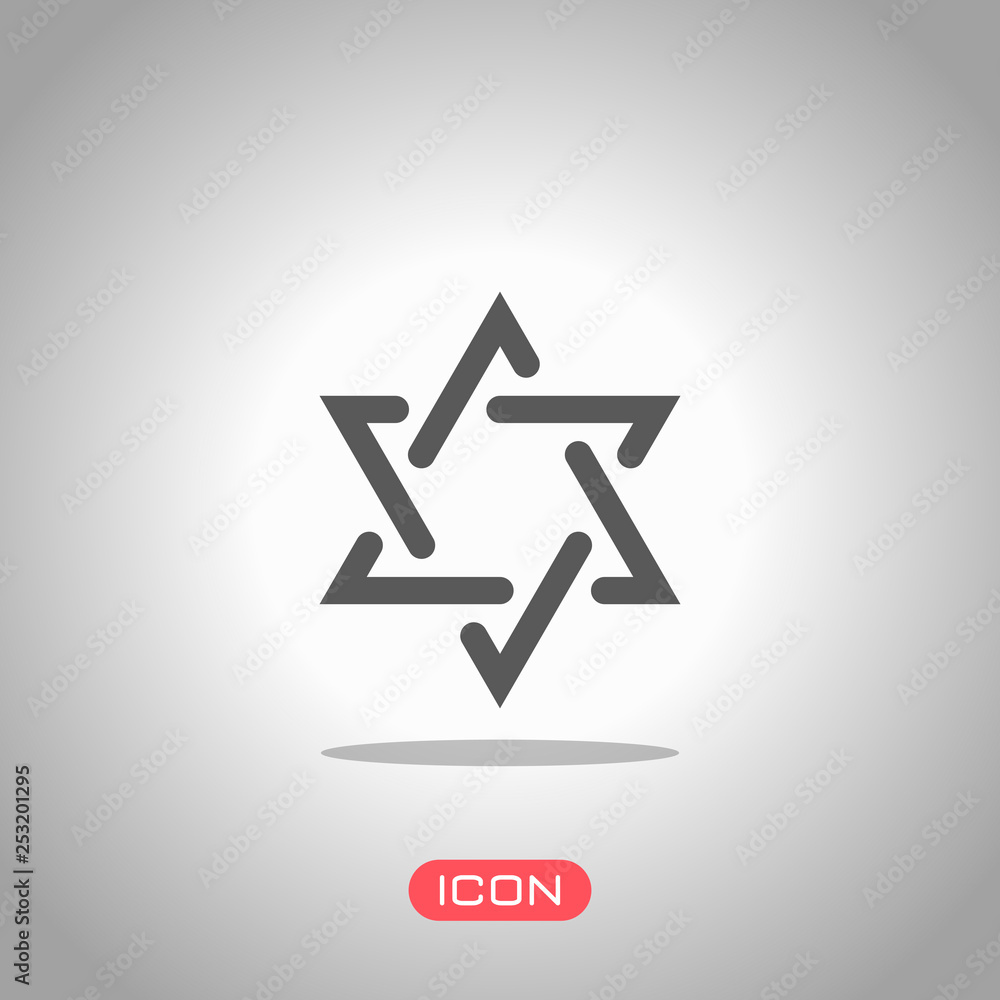 Star of david, simple icon. Icon under spotlight. Gray background Star of david, simple icon. Icon under spotlight. Gray background