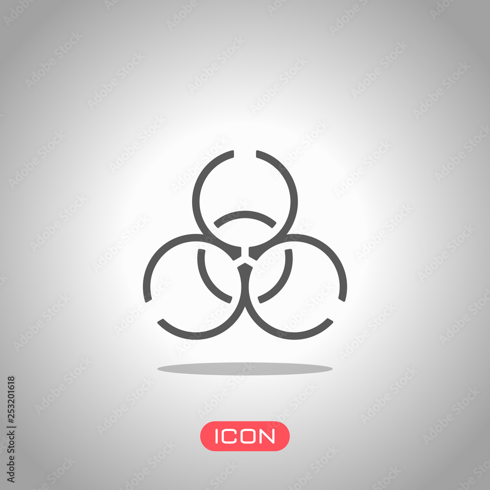 Bio hazard icon. Warning sign about virus or toxic. Linear design. Icon under spotlight. Gray background Bio hazard icon. Warning sign about virus or toxic. Linear design. Icon under spotlight. Gray background