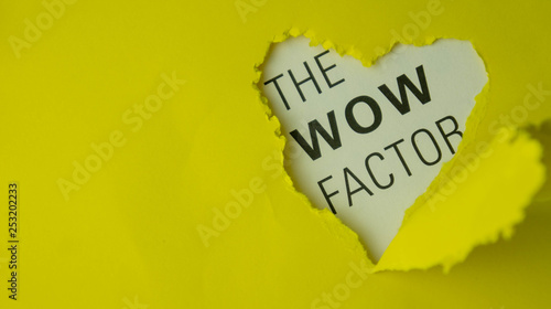 Torn paper with text The wow factor. Motivational concept