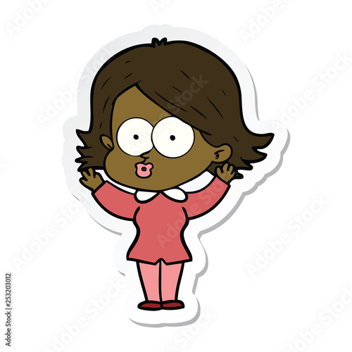 sticker of a cartoon girl pouting