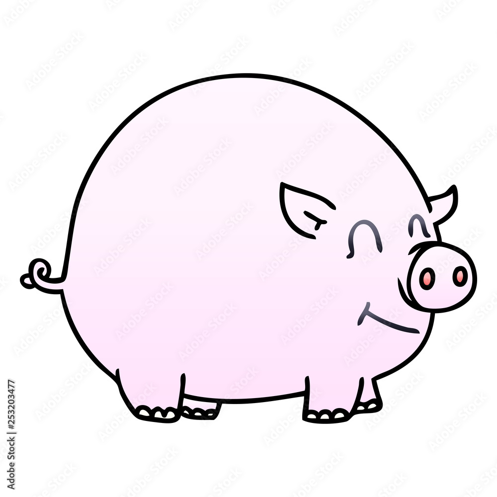 quirky gradient shaded cartoon pig quirky gradient shaded cartoon pig