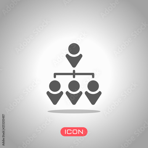 team and leader, teamwork, business icon. Icon under spotlight. Gray background