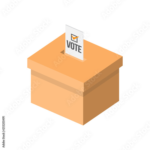 election box with paper isolated on solid background. vector illustration