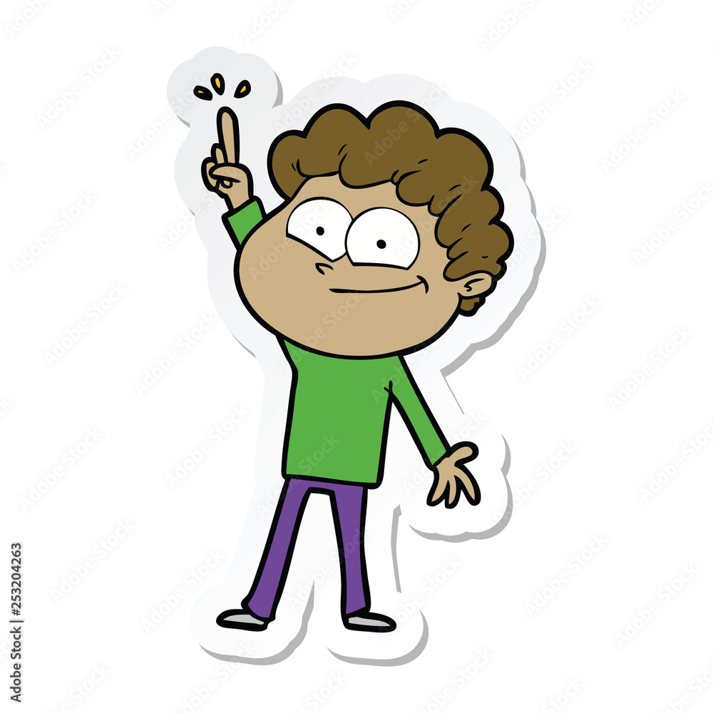 sticker of a cartoon happy man sticker of a cartoon happy man