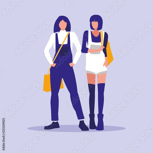 beautiful girls modeling with handbag