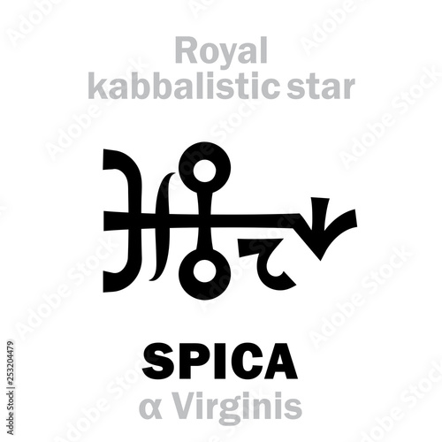 Astrology Alphabet: SPICA (α Virginis), «Spica» (The Virgin’s Ear of Grain). Hieroglyphic sign (hermetic kabbalistic magic symbol by Cornelius Agrippa from his book «Occult Philosophy», 1533).