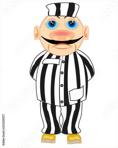 Man prisoner on white background is insulated