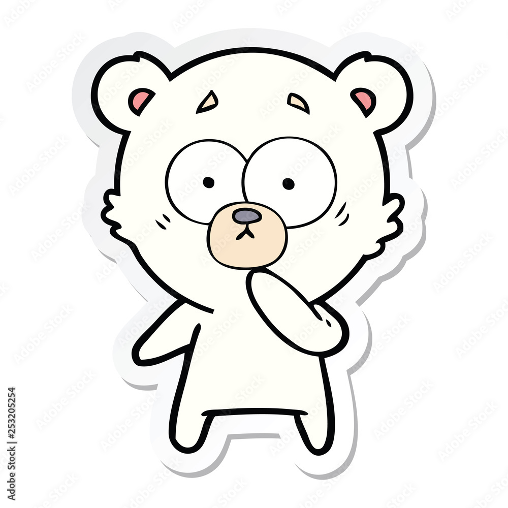 sticker of a nervous polar bear cartoon sticker of a nervous polar bear cartoon