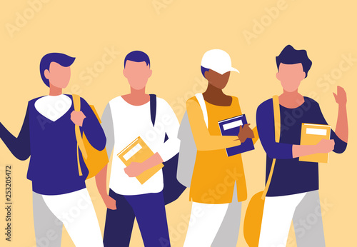 young interracial boys modeling with notebooks