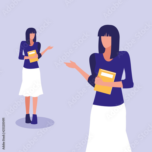 beautiful girls modeling with notebooks