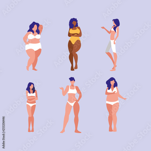 women of different sizes and races modeling underwear