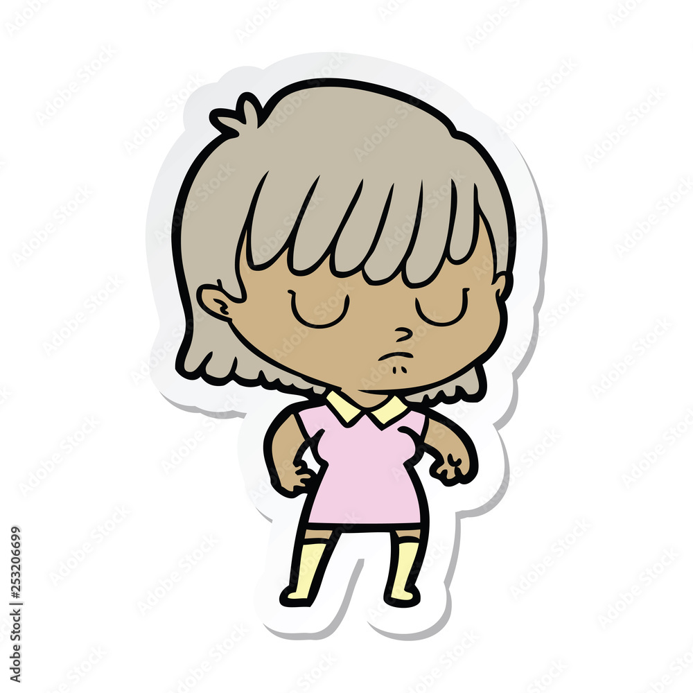 sticker of a cartoon woman sticker of a cartoon woman