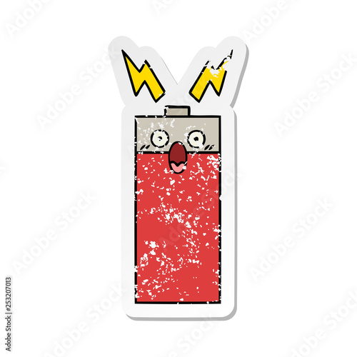 distressed sticker of a cute cartoon battery