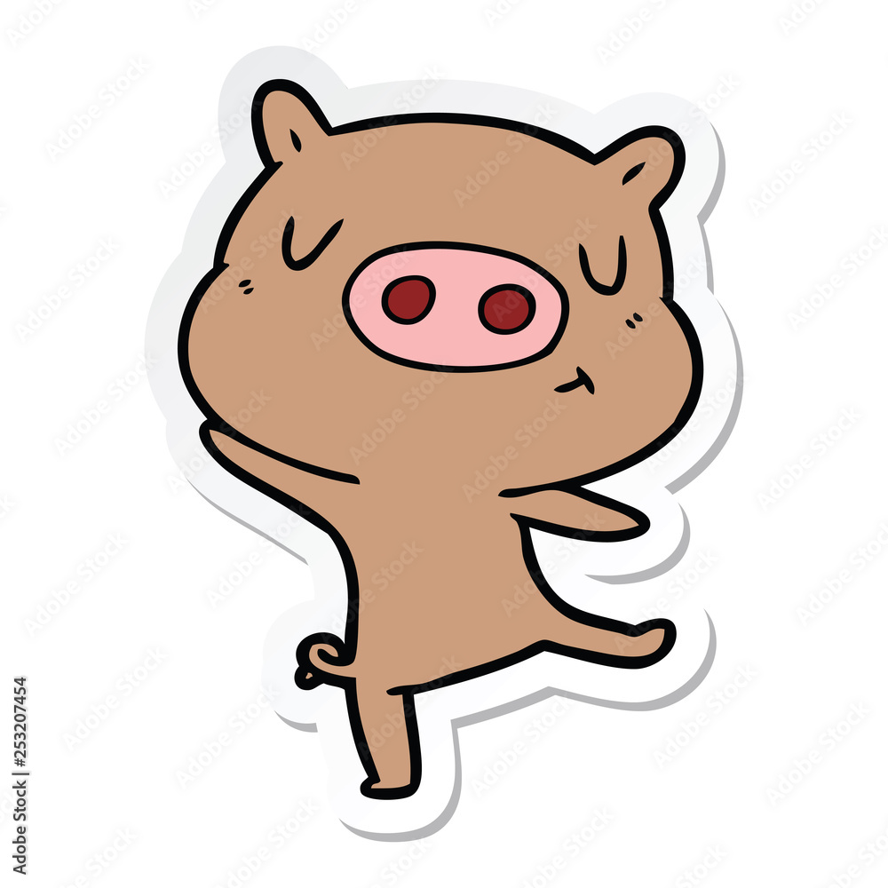 sticker of a cartoon pig dancing sticker of a cartoon pig dancing