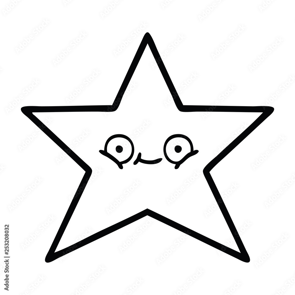 line drawing cartoon star fish Stock Vector | Adobe Stock