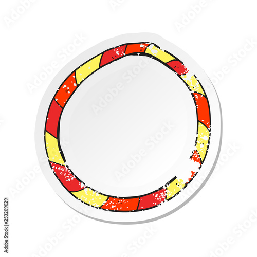 retro distressed sticker of a cartoon hula hoop