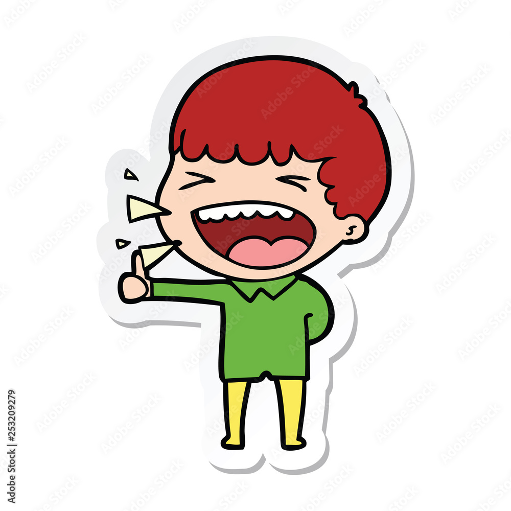sticker of a cartoon laughing man sticker of a cartoon laughing man