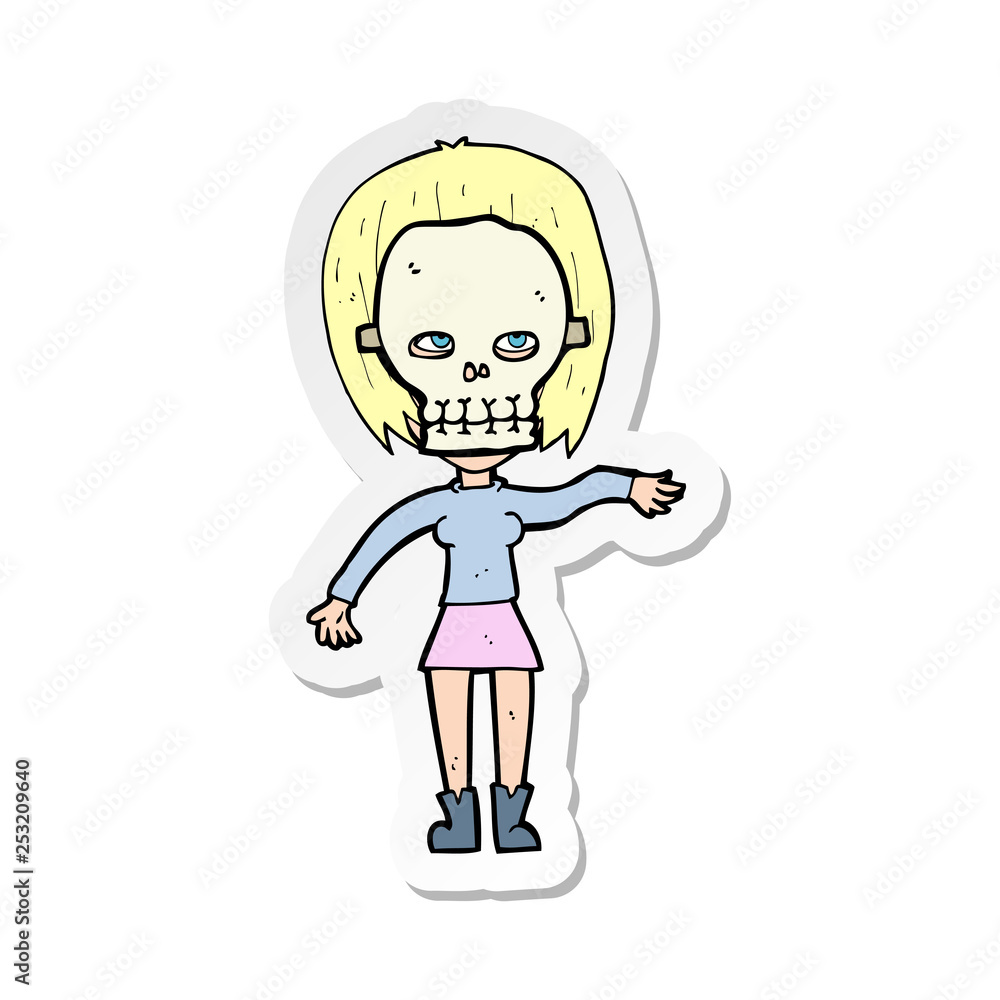 sticker of a girl wearing skull mask sticker of a girl wearing skull mask