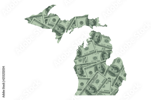 Michigan Map and Money, Hundred Dollar Bills