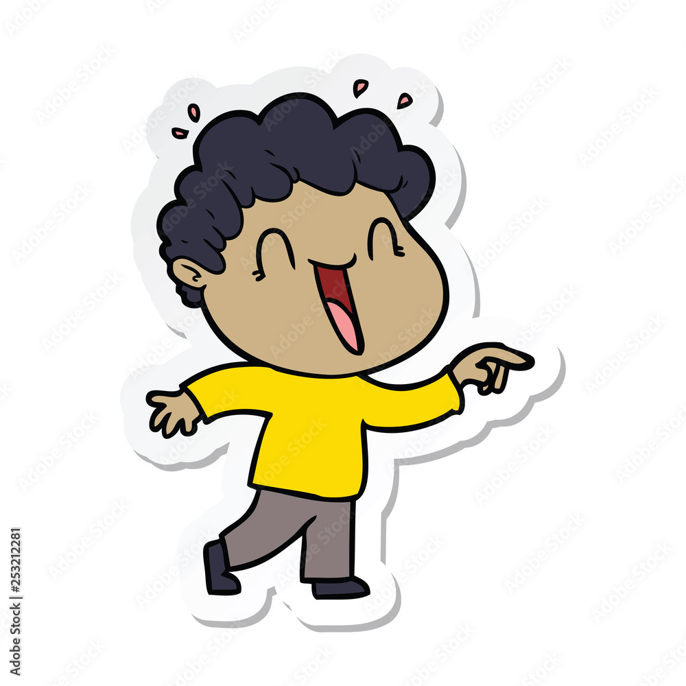 sticker of a cartoon happy man sticker of a cartoon happy man