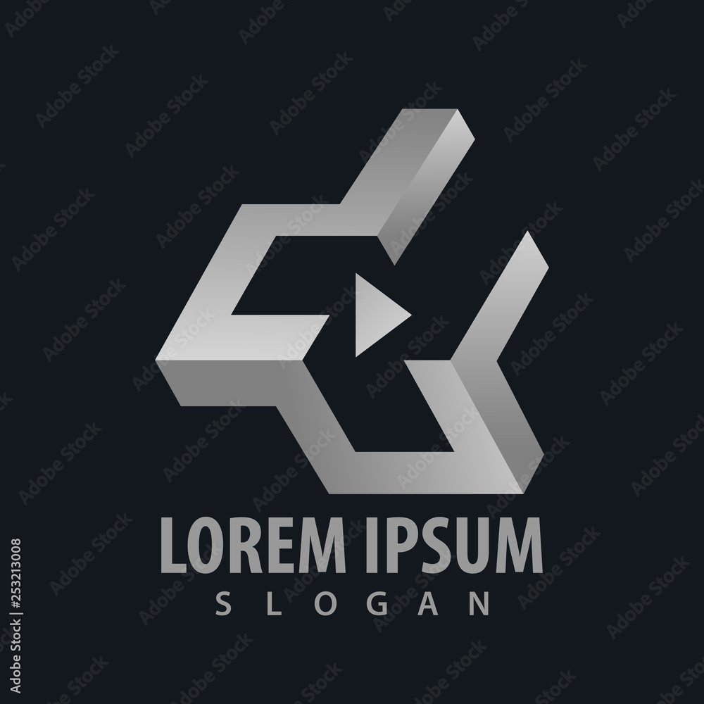 3D geometric media play logo concept design. Symbol graphic template element vector 3D geometric media play logo concept design. Symbol graphic template element vector