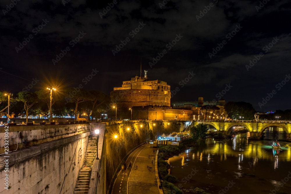 Vatican City,Italy - 23 June 2018: The Mausoleum of Hadrian, usually known as Castel Sant Angelo at night