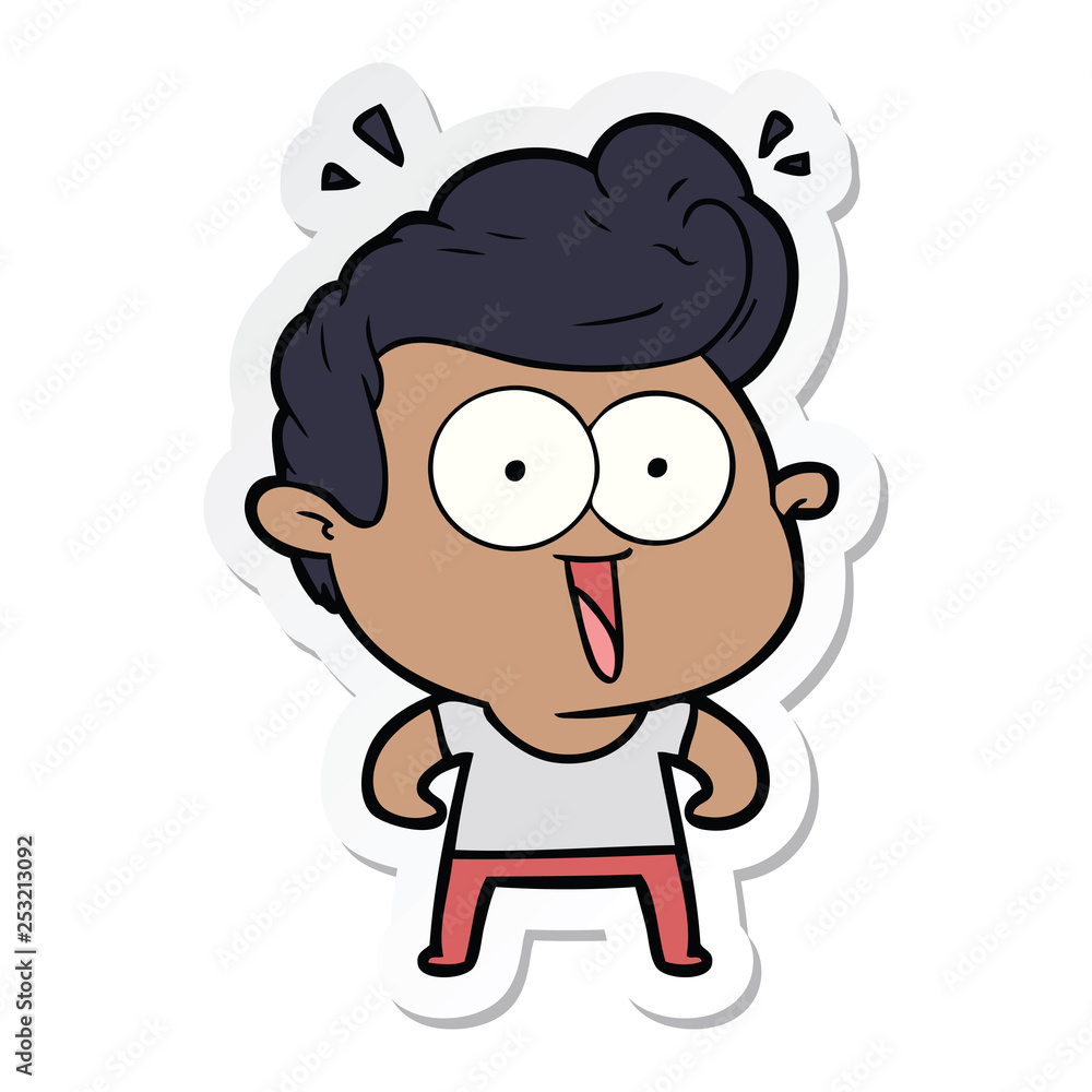 sticker of a cartoon excited man sticker of a cartoon excited man