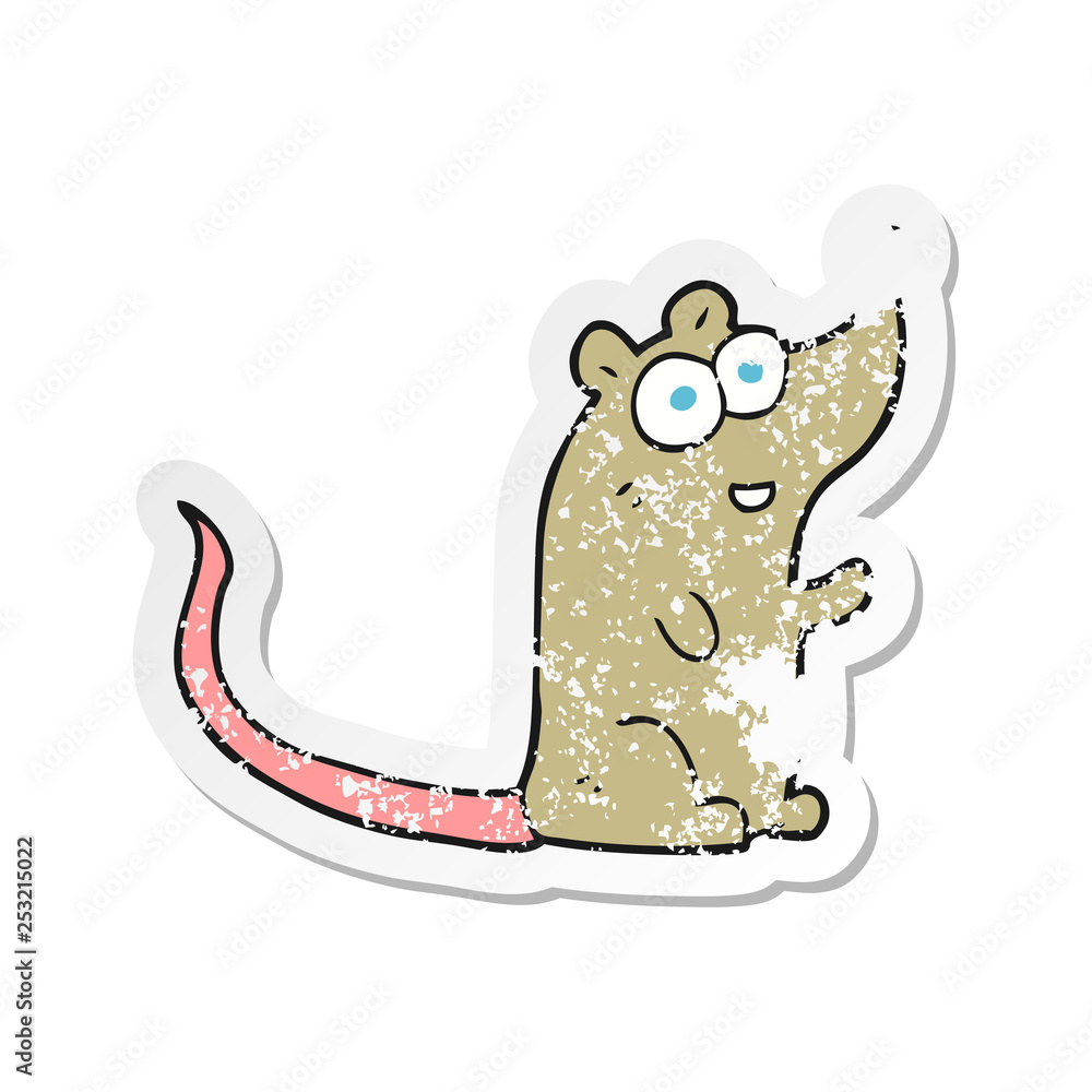 retro distressed sticker of a cartoon mouse retro distressed sticker of a cartoon mouse
