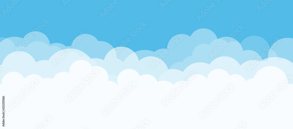 Fototapeta Błękitne niebo i białe chmury z miejsca na kopię. Koncepcja natury. Ilustracji wektorowych.